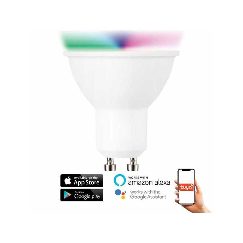 Bombilla LED RGB+CCT GU10 5W SmartHome Alexa-Google