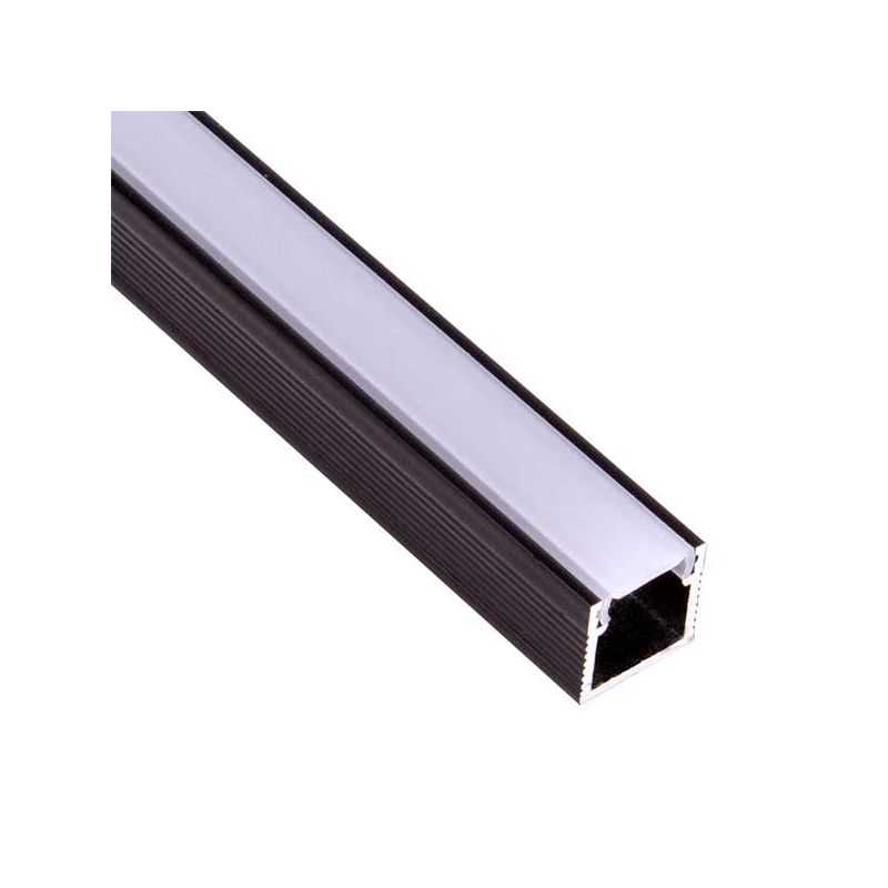Perfil Negro Aluminio Hondo Superficie 2 metros Tira LED