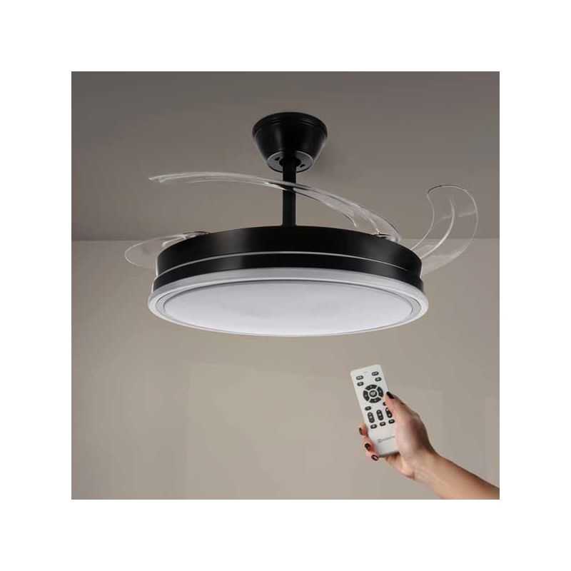 Ventilador de techo aspas plegables Led 36W Negro