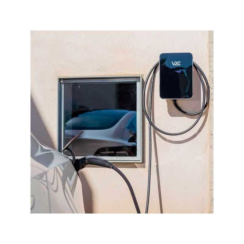 Cargador V2C Trydan monofásico 7,4Kw T2 con protecciones incluidas y enchufe tipo Schuko