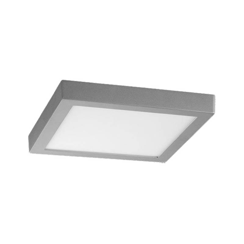 Plafón LED superficie Cuadrado 18W Plata Gris