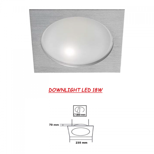 Downlight LED Cuadrado 18W Aluminio
