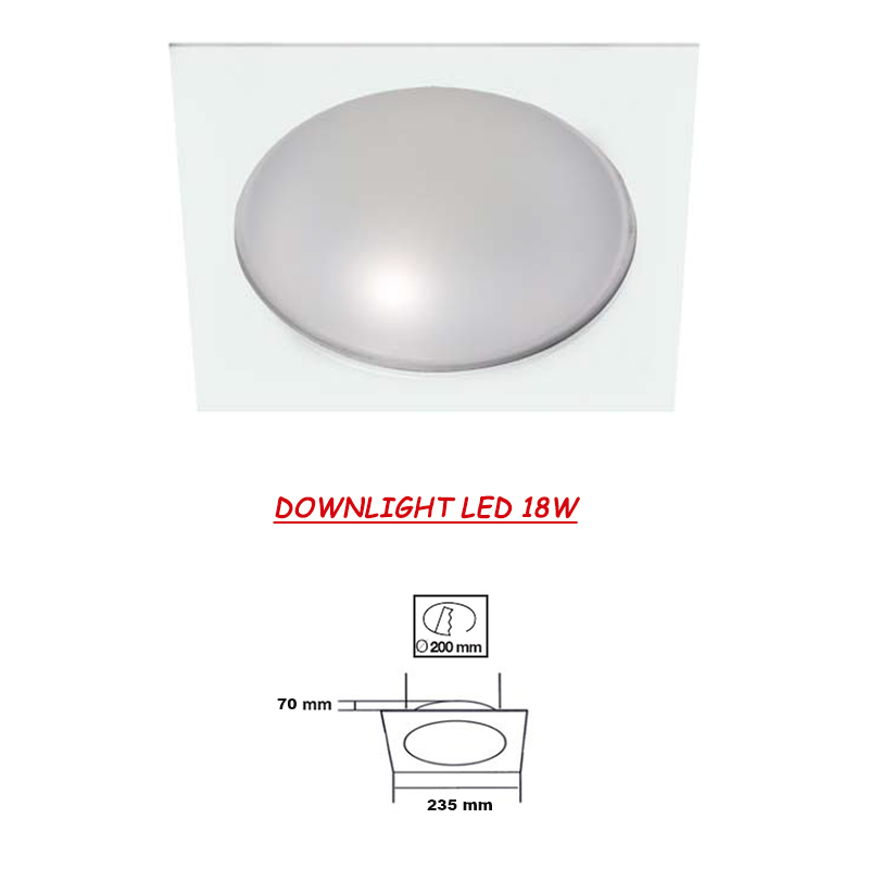 Downlight LED Cuadrado 18W Aluminio Blanco