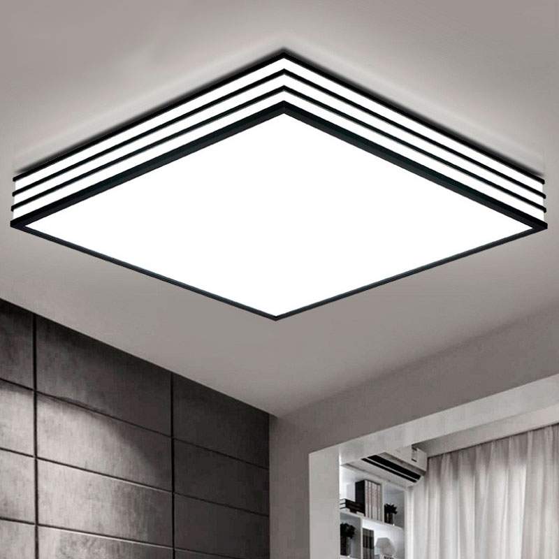 Plafón LED con diseño Cuadrado Negro-Rayas
