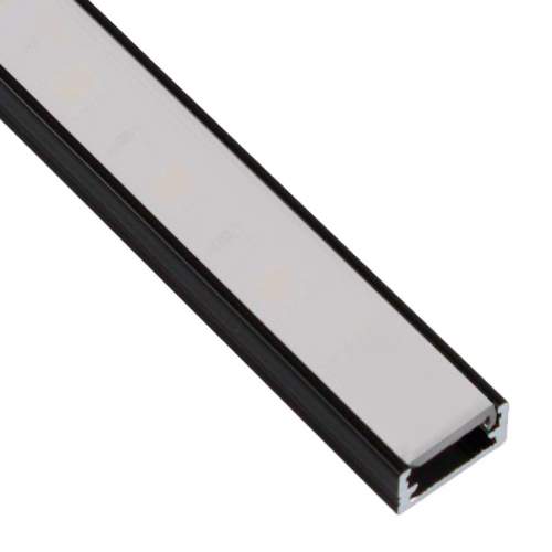 Perfil Negro Aluminio superficie 2 metros Tira LED