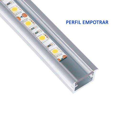 Perfil Aluminio Hondo Empotrar 2 metros Tira LED