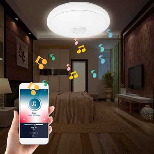 Plafón LED Músical con Altavoz 24W +App Cromo