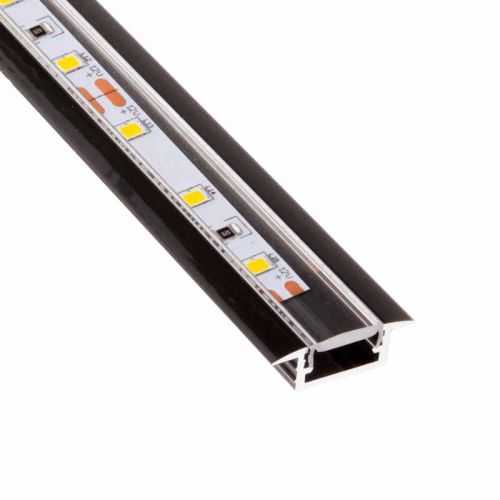 Perfil Negro Aluminio Empotrar 2 metros Tira LED