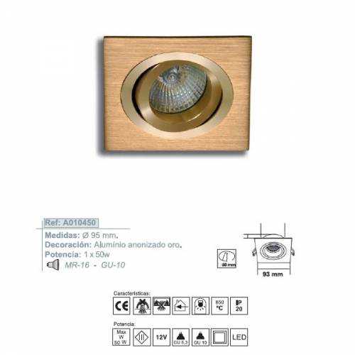 Empotrable cuadrado Oro natural y anonizado