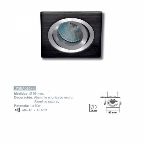 Empotrable cuadrado negro Natural y Anonizado